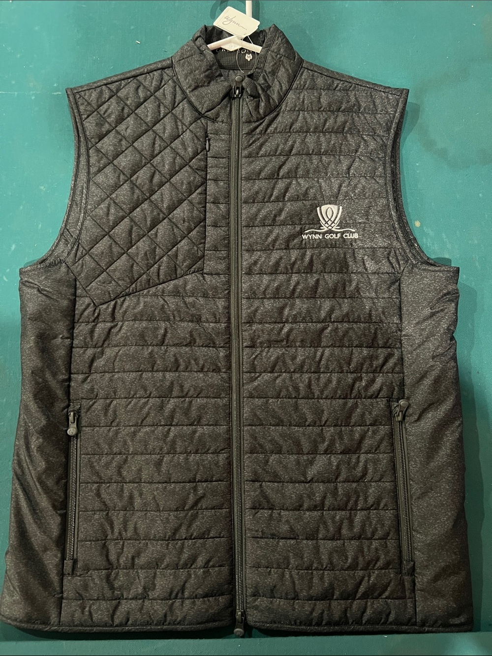 Greyson Black Quilted Men's Golf Vest with Wynn Golf Club Emblem